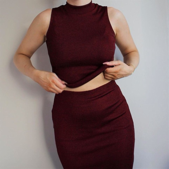 seduction Dresses & Skirts - 90s Burgundy Skirt Set! (M)